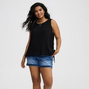 torrid Black Sleeveless Tank with Side Tie Detail